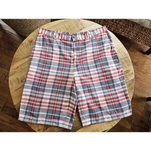 Lands' End Madras Plaid Chino Shorts Men’s Size 38 Preppy Nautical